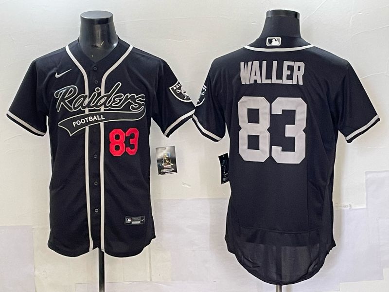 Men 2025 Oakland Raiders #83 Waller black Joint Name Nike Elite NFL Jersey style 01